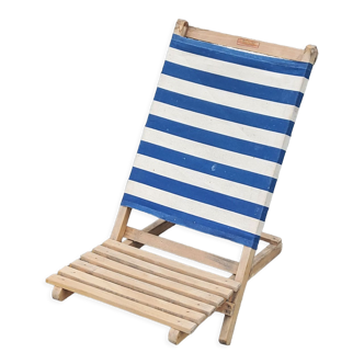 Chaise de plage italienne Baretti la portabiti  des années 50 à lattes et tissu à rayures