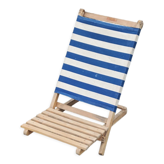 Italian beach chair Baretti the portabiti of the 50s with slats and striped fabric