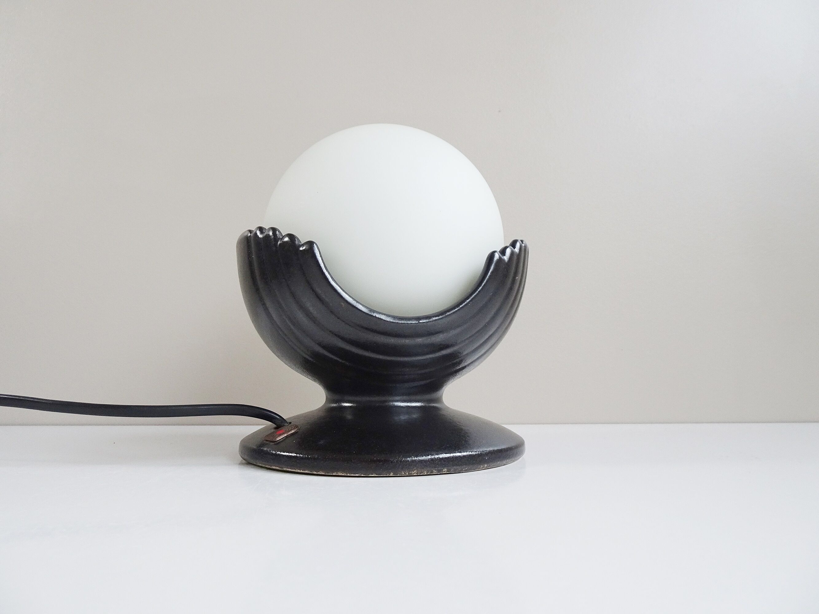 Sculptural table lamp by pan keramik with glass ball - 1970s