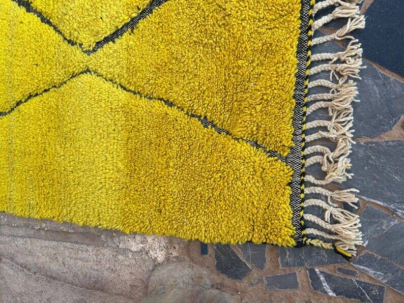 Handmade Berber rug from Oued Zem, yellow, size 140 x 260 cm