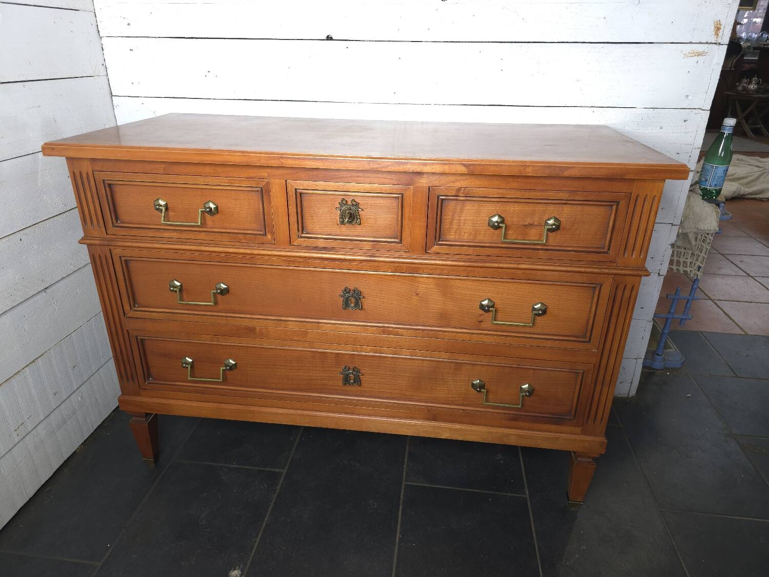 Louis XVI style cherry wood chest of drawers