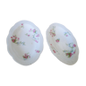 Lot 2 old porcelain raviers limoges decor petites roses on a white background