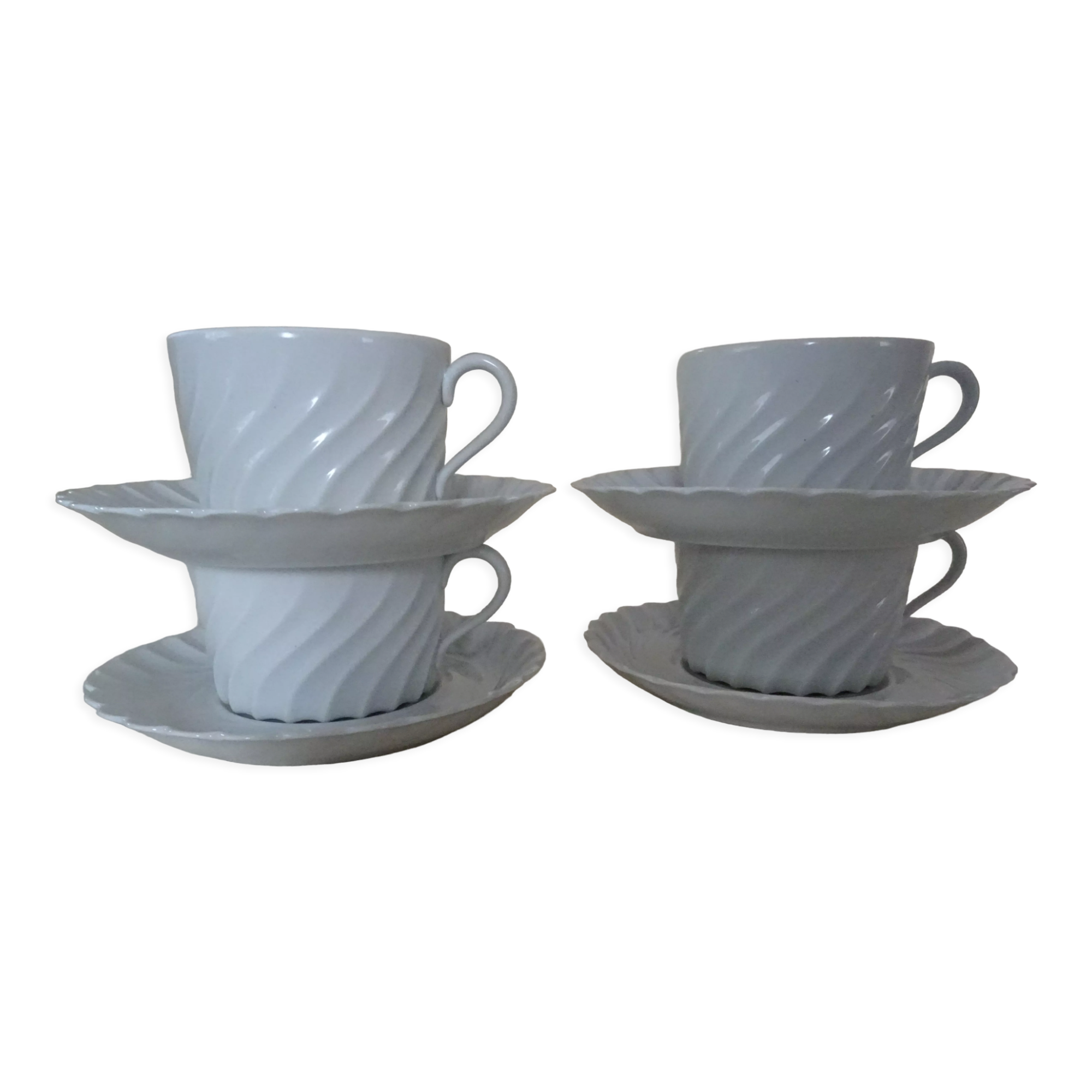 4 cups with saucer Limoges Haviland white torso