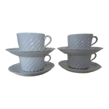 4 cups with saucer Limoges Haviland white torso