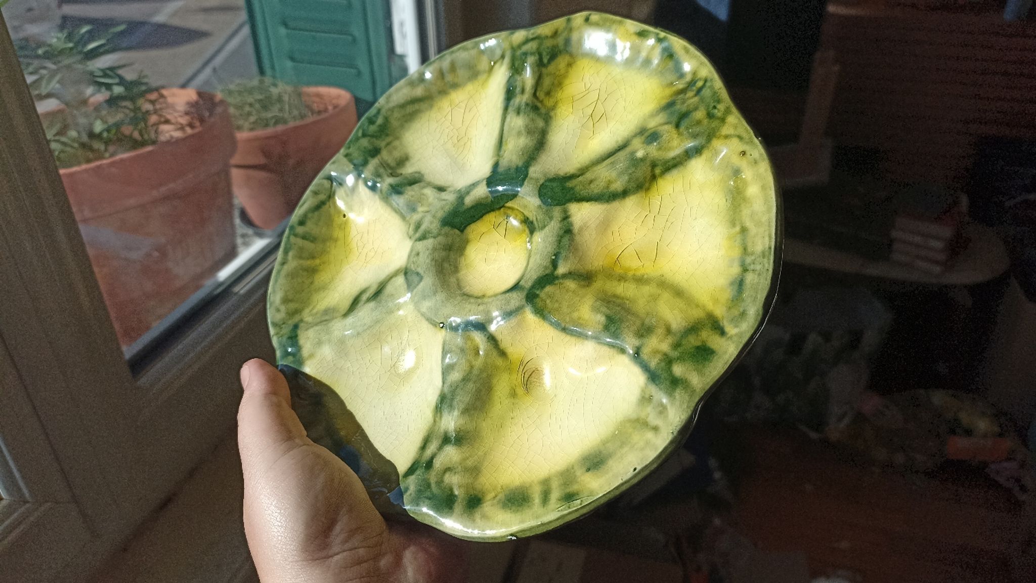 6 assiettes à huîtres par Foucard-Jourdan des années 50