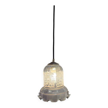 Suspension abat jour cloche Vianne couleur bleu pétrole