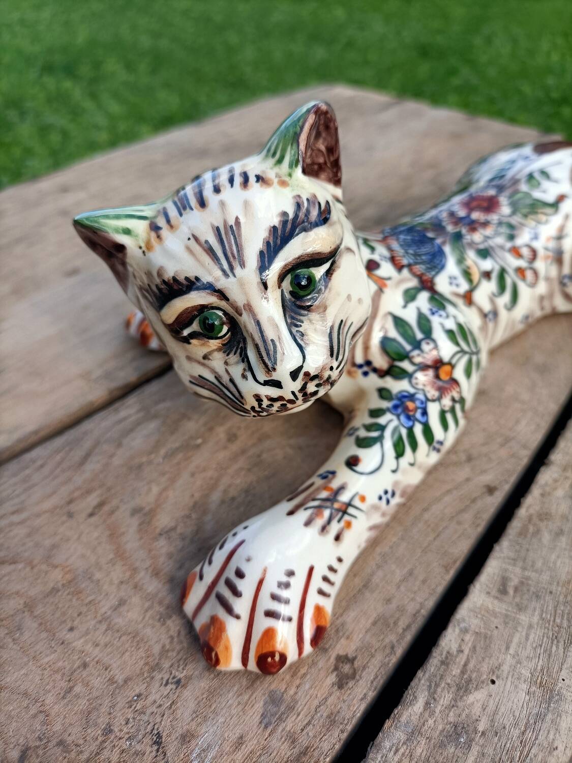 Zoomorphic Bouquetieres Hand-painted Desvres Cats