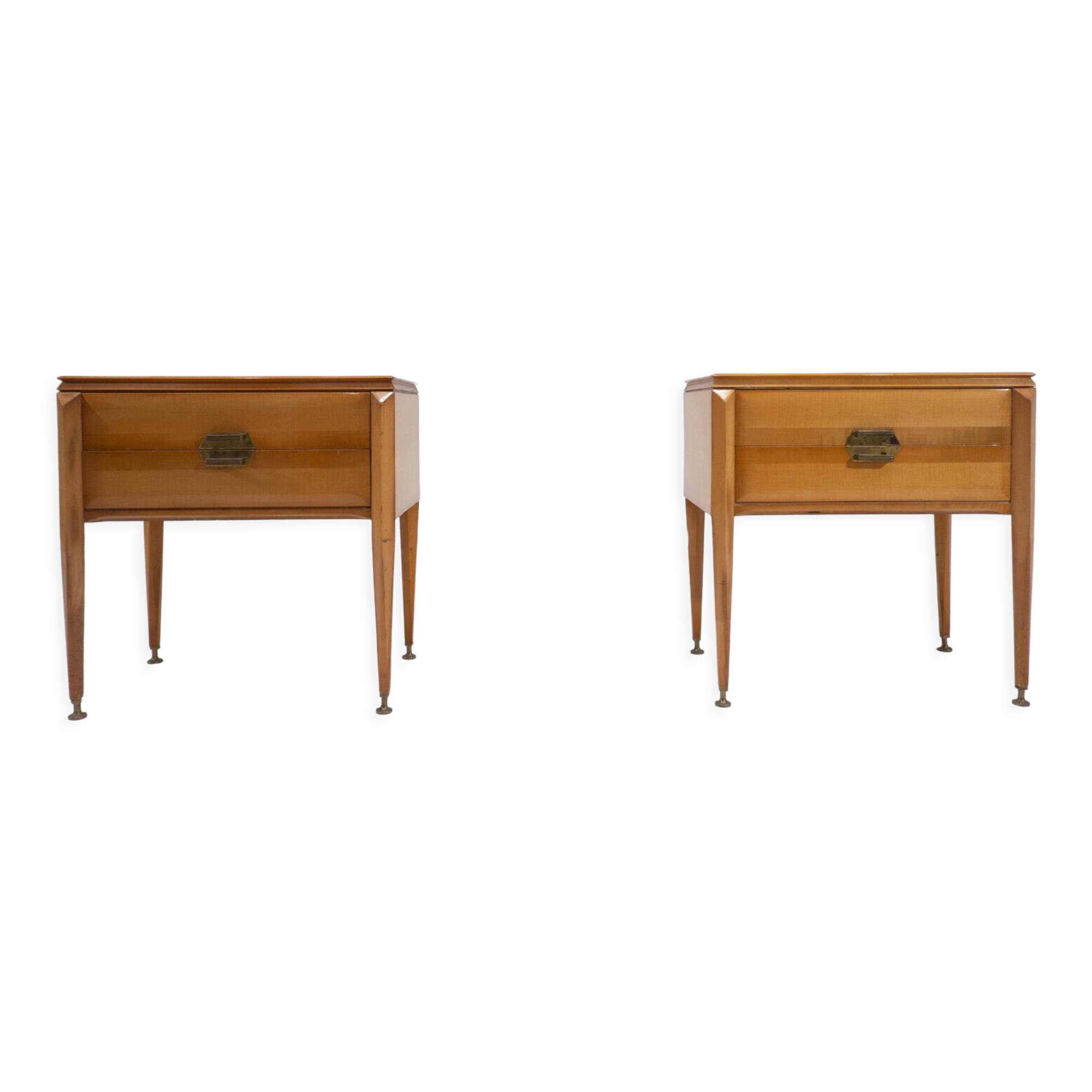 Mid-century modern pair of wooden nightstands, italy, 1960s