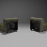 Set of two fabric and fiberglass easy chairs by Alberto Rosselli for Saporiti