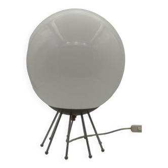 Grande lampe metal alu globe opaline