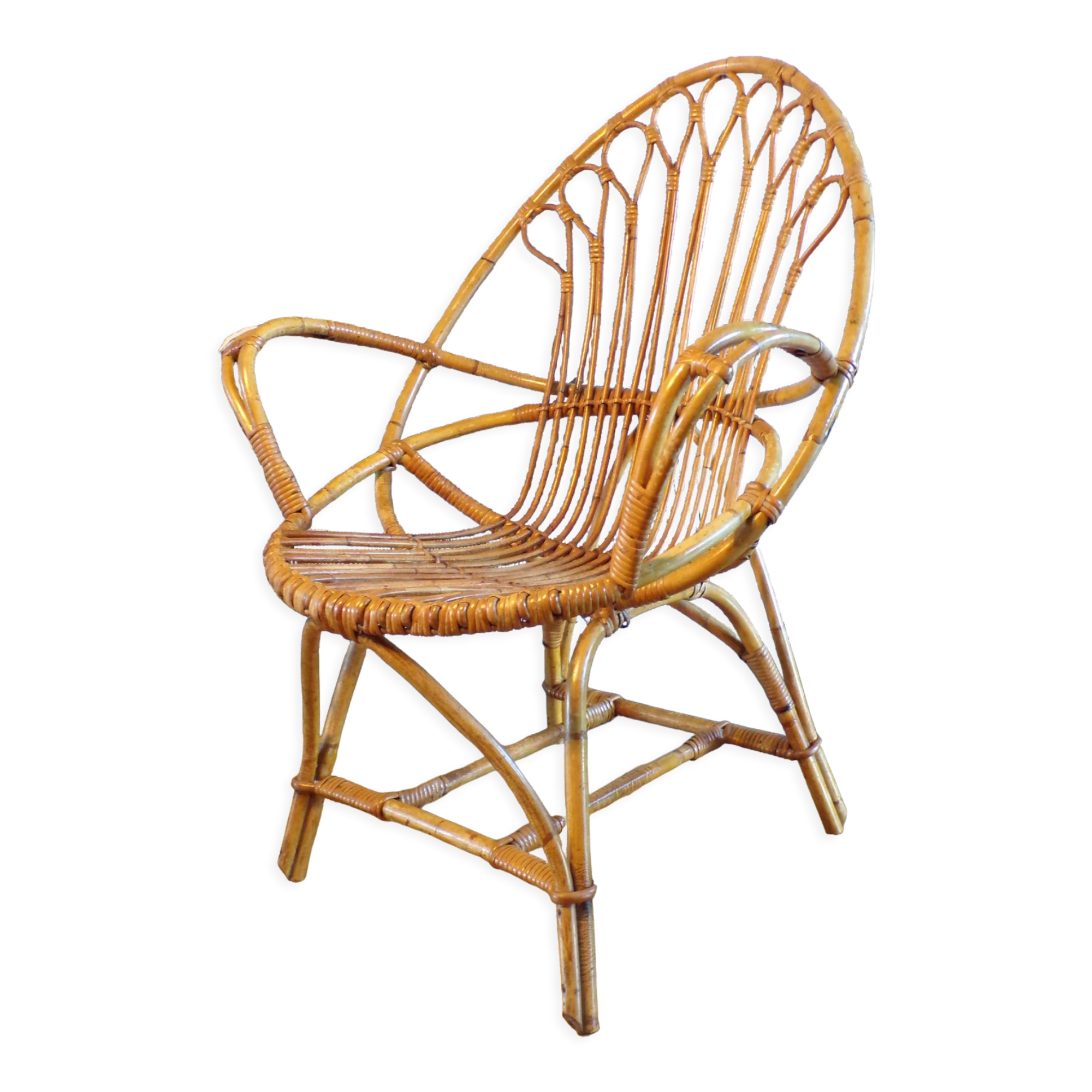 Rattan or wicker egg armchair