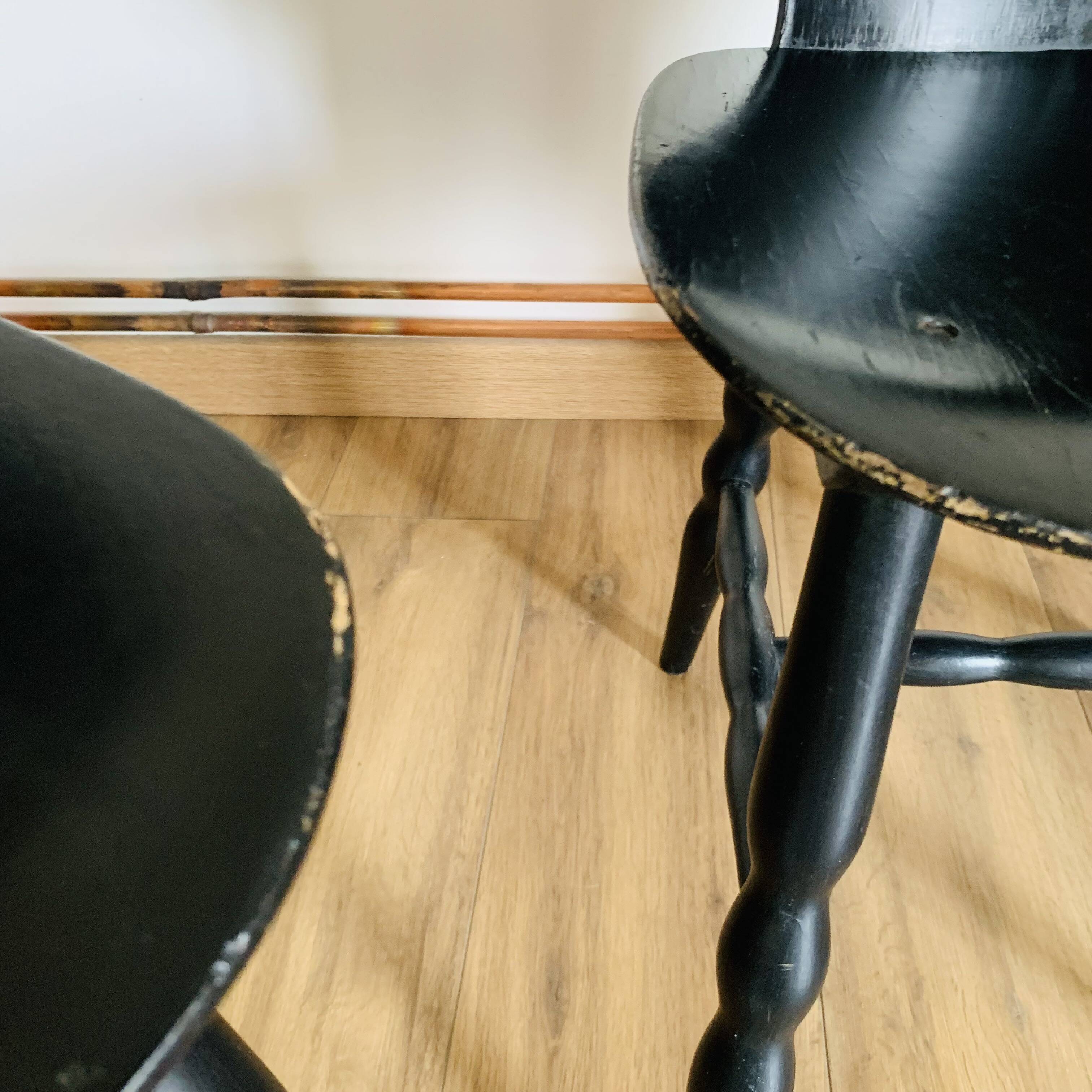 Set of 3 black Baumann eye model chairs