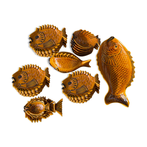 service à poisson en céramique Vallauris 28 pièces - 1960