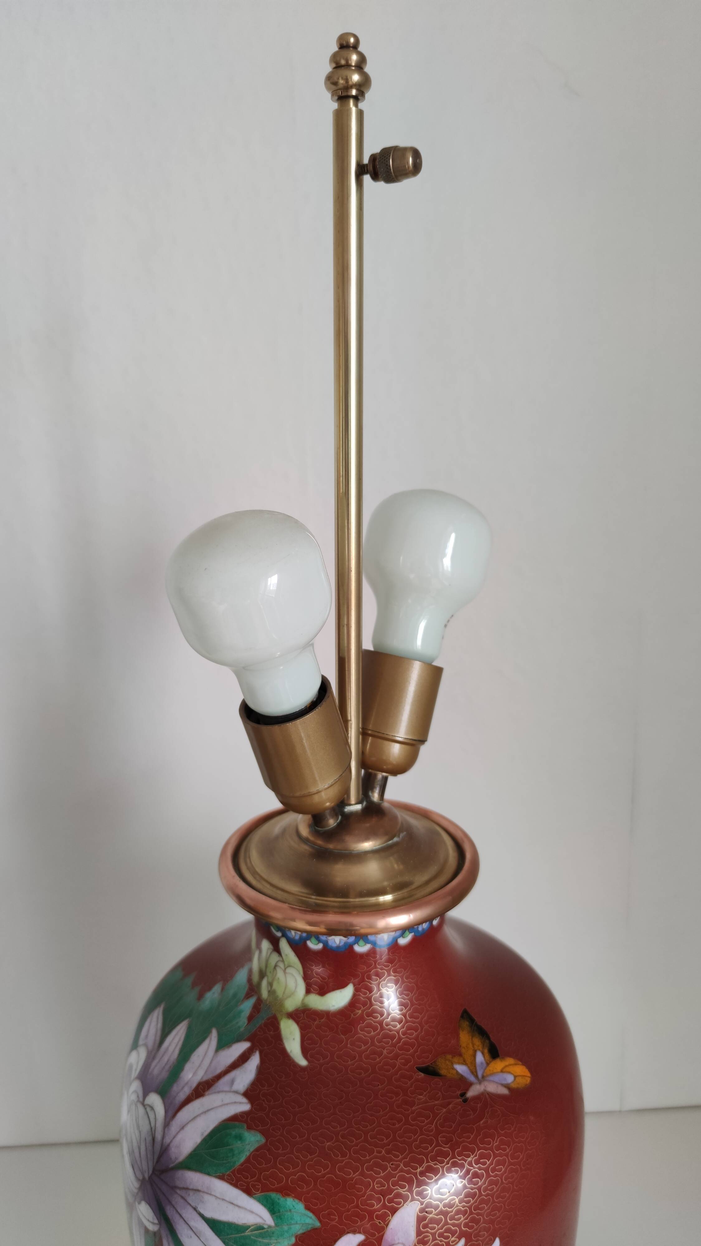 Large cloisonné lamp 77 a 100 cm of H , TBE