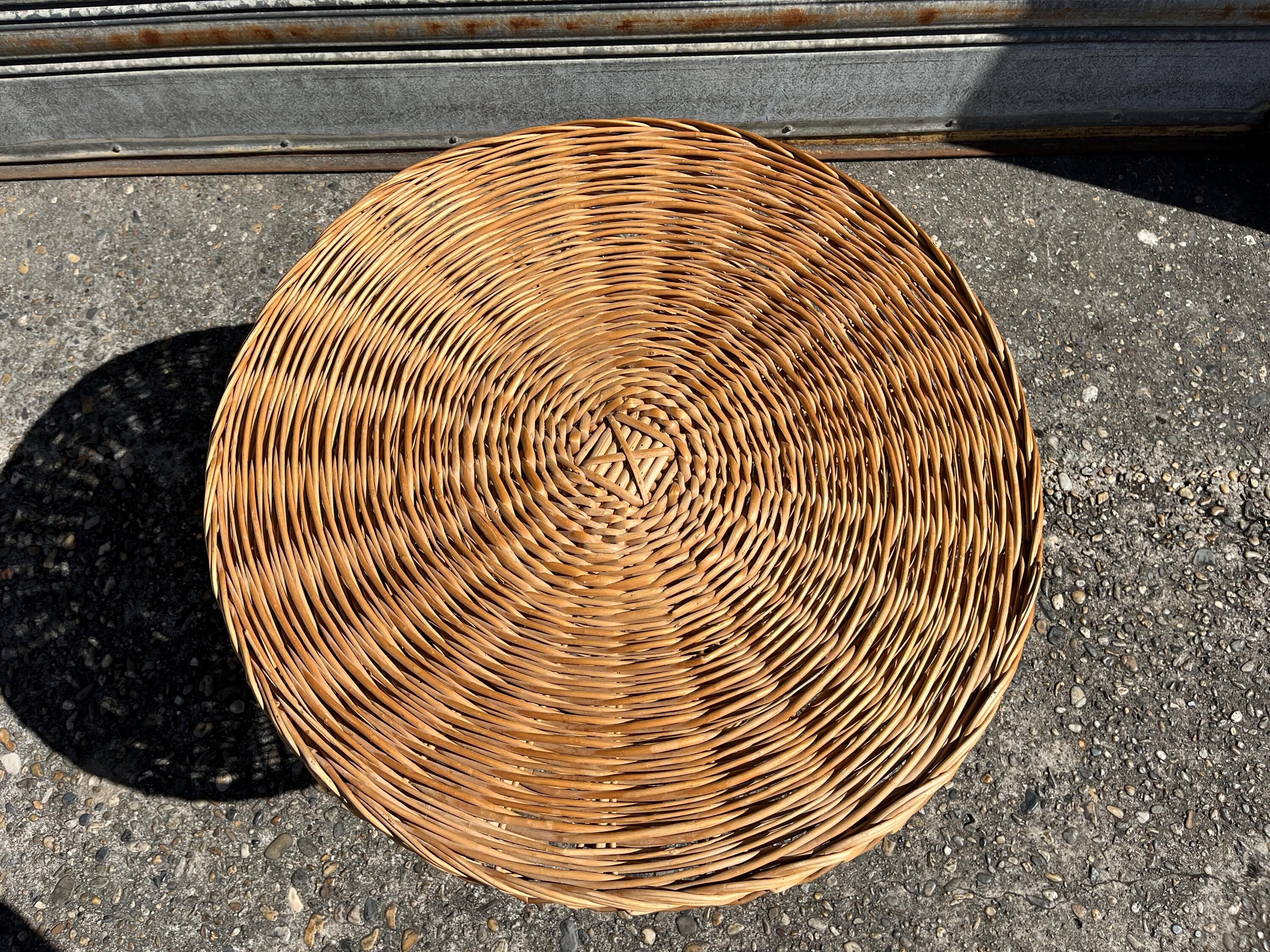 Vintage rattan and wicker side table