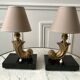 Pair of bronze and marble lamp art deco 30s