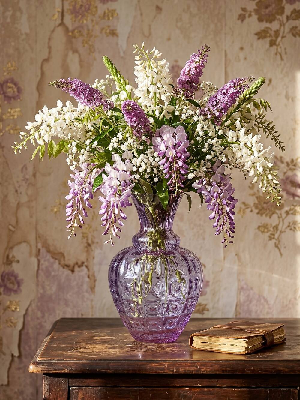 Empoli vase in Alexandrite glass, transitioning from blue to pink, large textured model from the years.