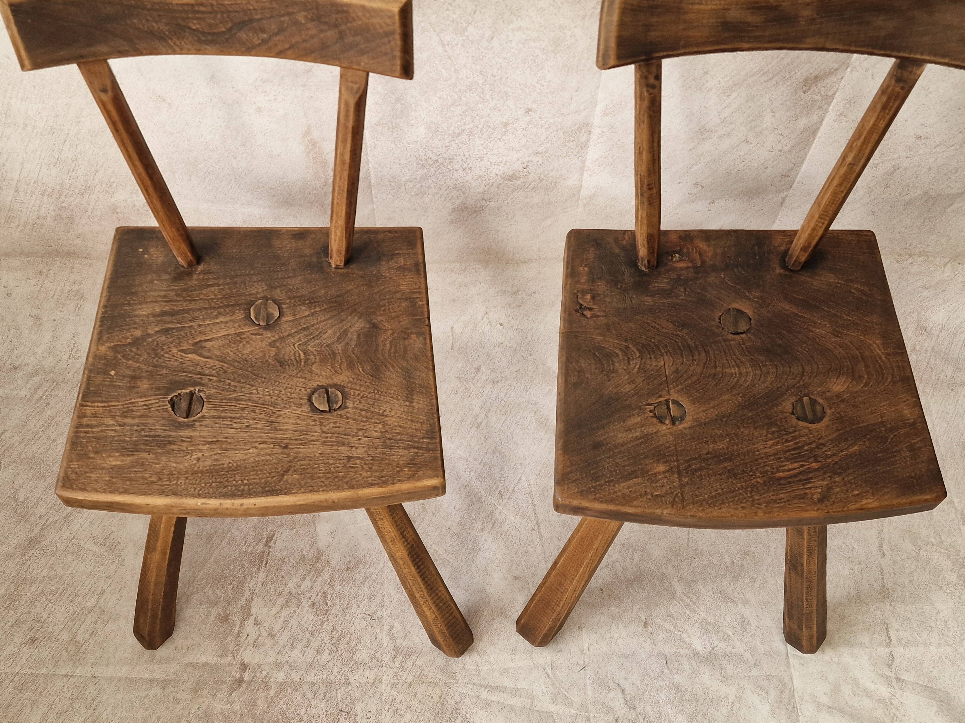pair of brutalist wabi sabi style chairs