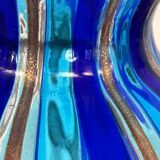 Murano Glass Vase with Blue and Light Blue Canes and Avventurine, 1980s