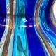 Murano Glass Vase with Blue and Light Blue Canes and Avventurine, 1980s