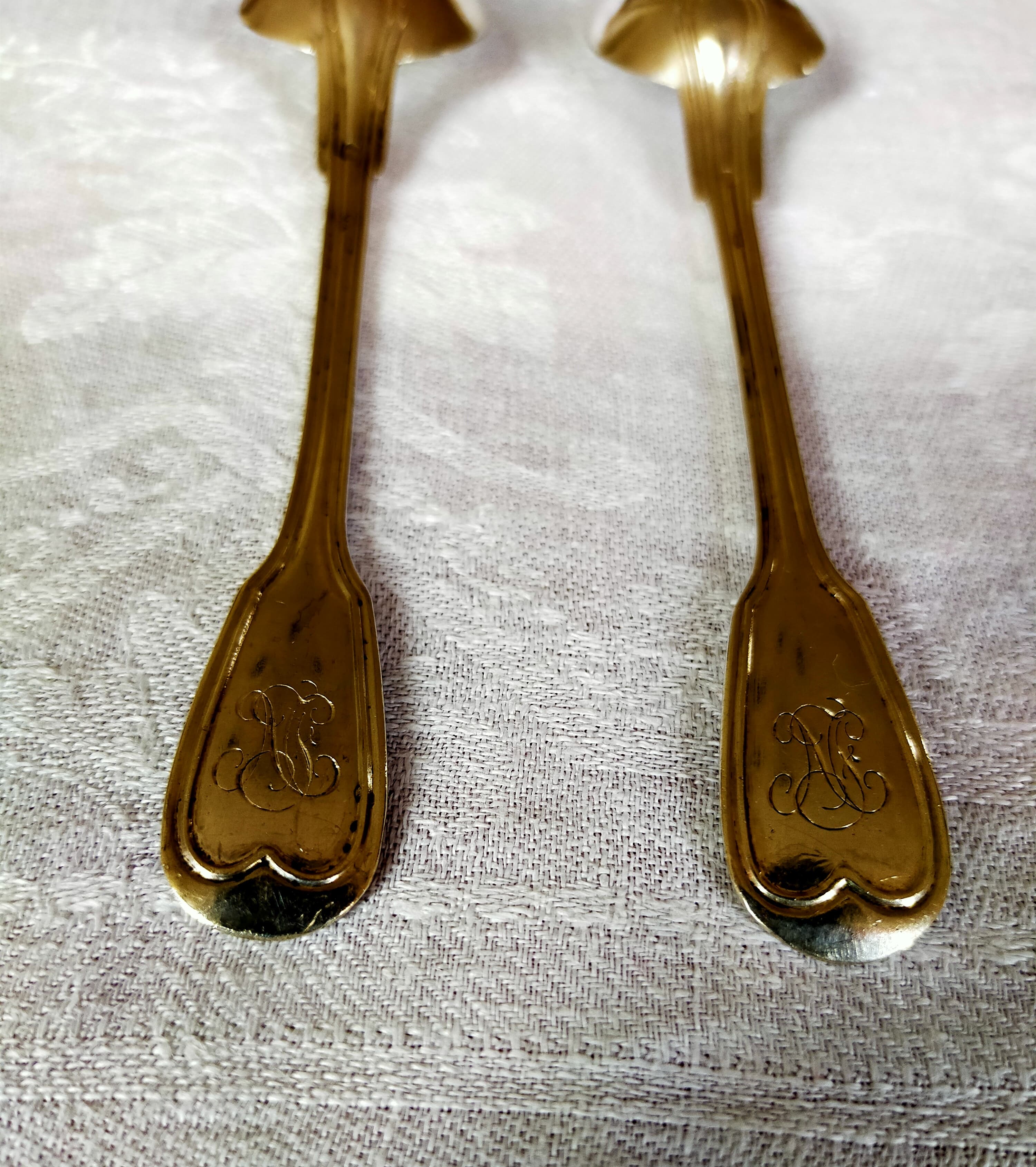 2 spoons in solid silver minerva, filet model