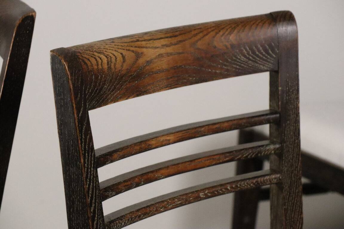 Set of 4 modernist chairs in oak and boucle fabric - 1940