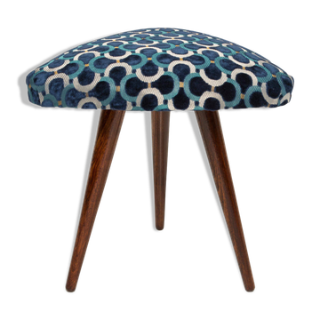 Triangular stool Dedar in blue velvet Scarabeo Mid Century, Europe, 1960s