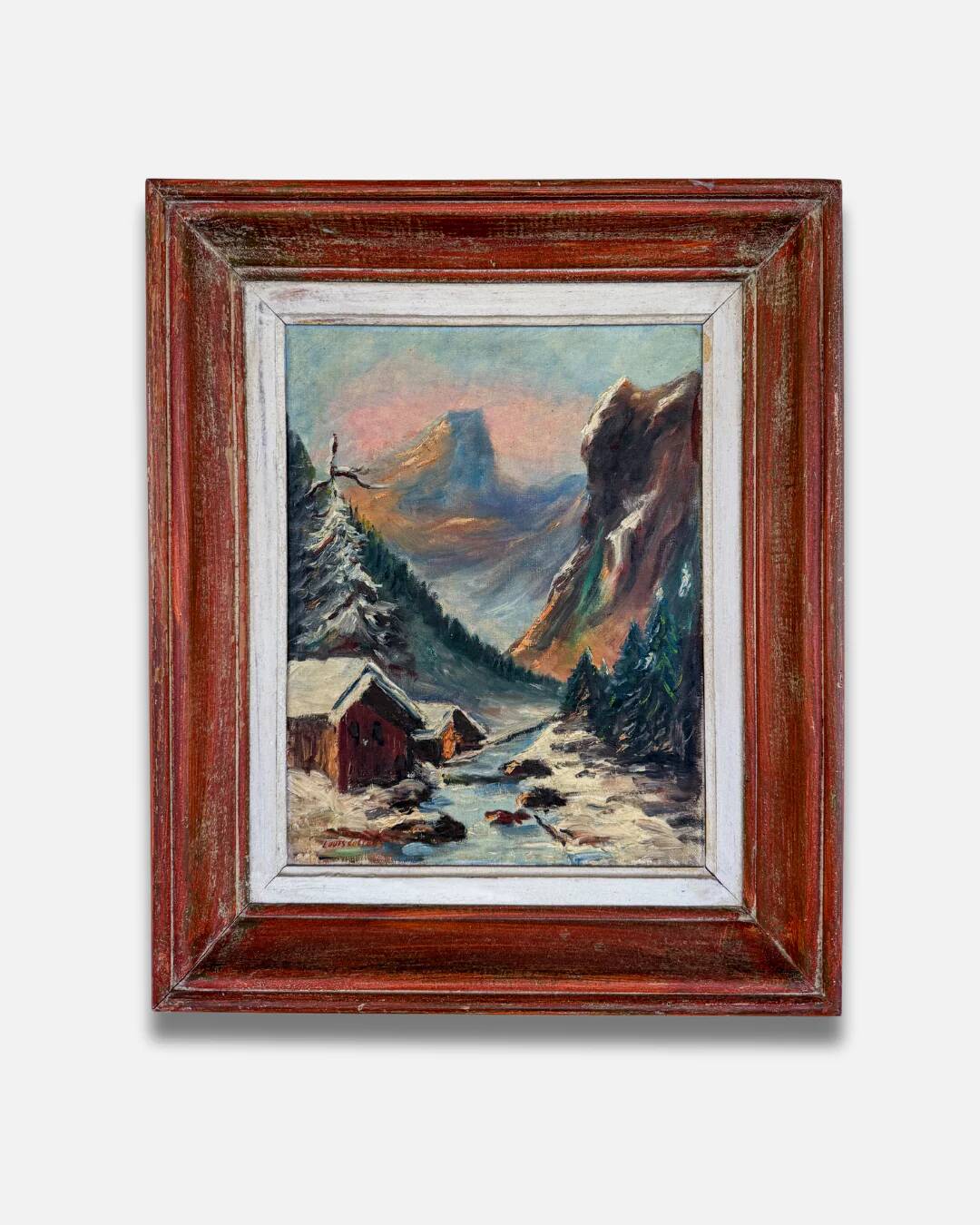 Alpine valley landscape in winter