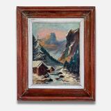 Alpine valley landscape in winter