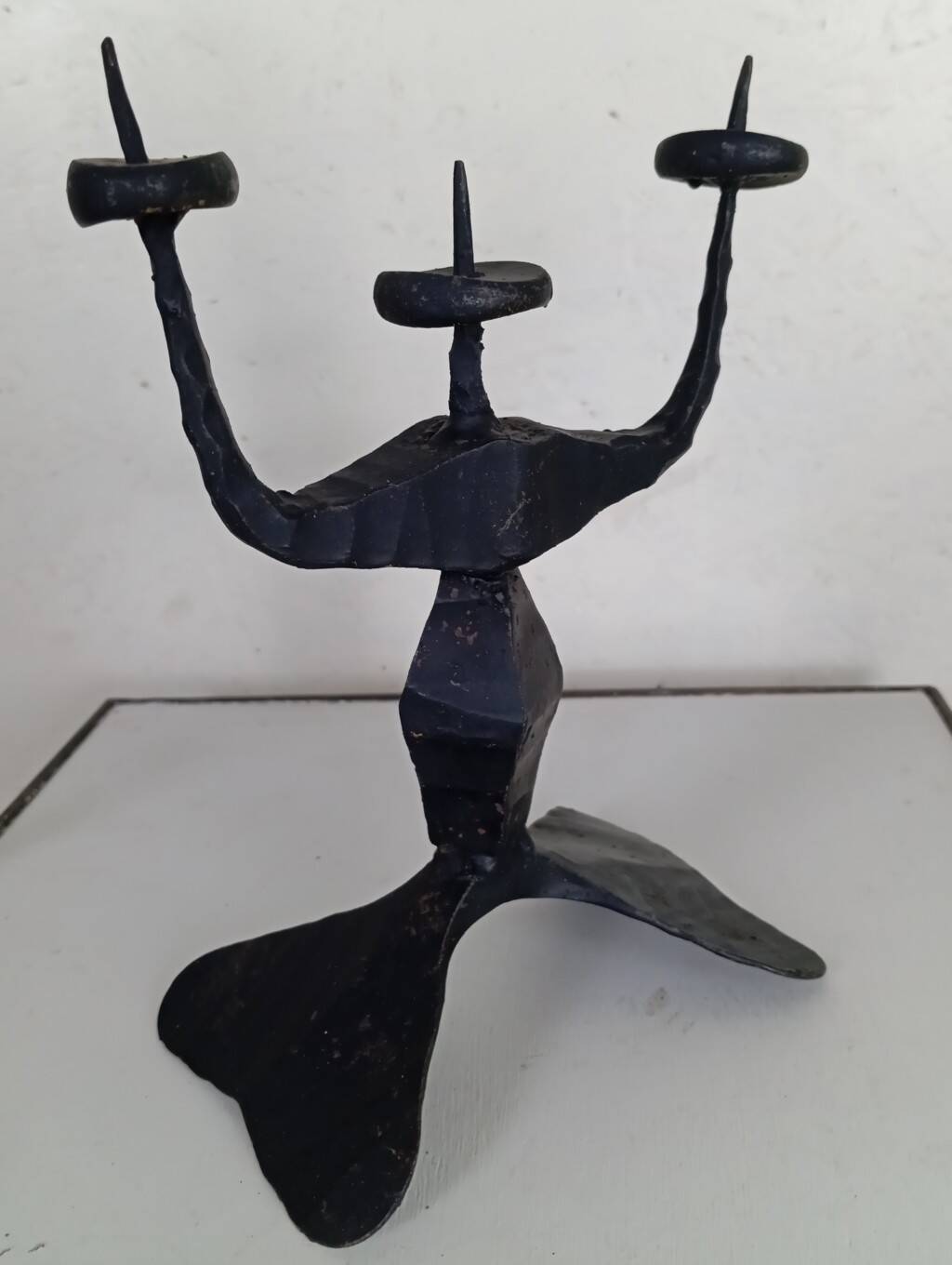 Shabbat candlestick by David Palombo in forged metal