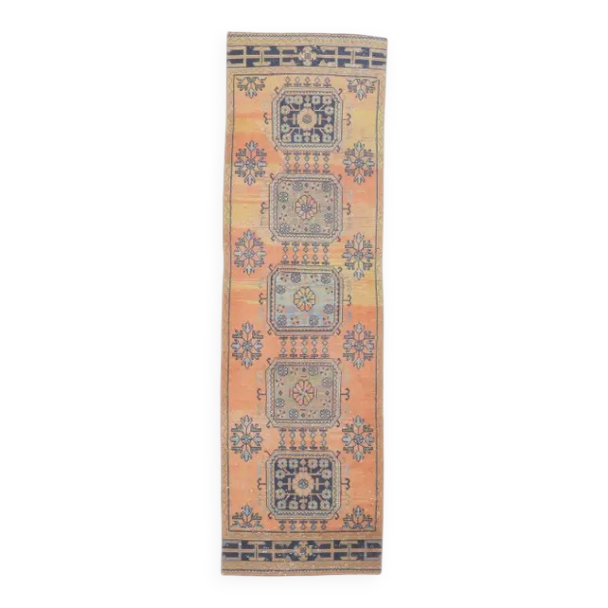 1970s Turkish orange wool runner rug 95x319