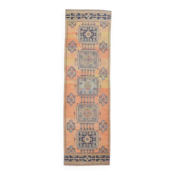 Tapis coureur en laine orange turc des années 1970 95x319