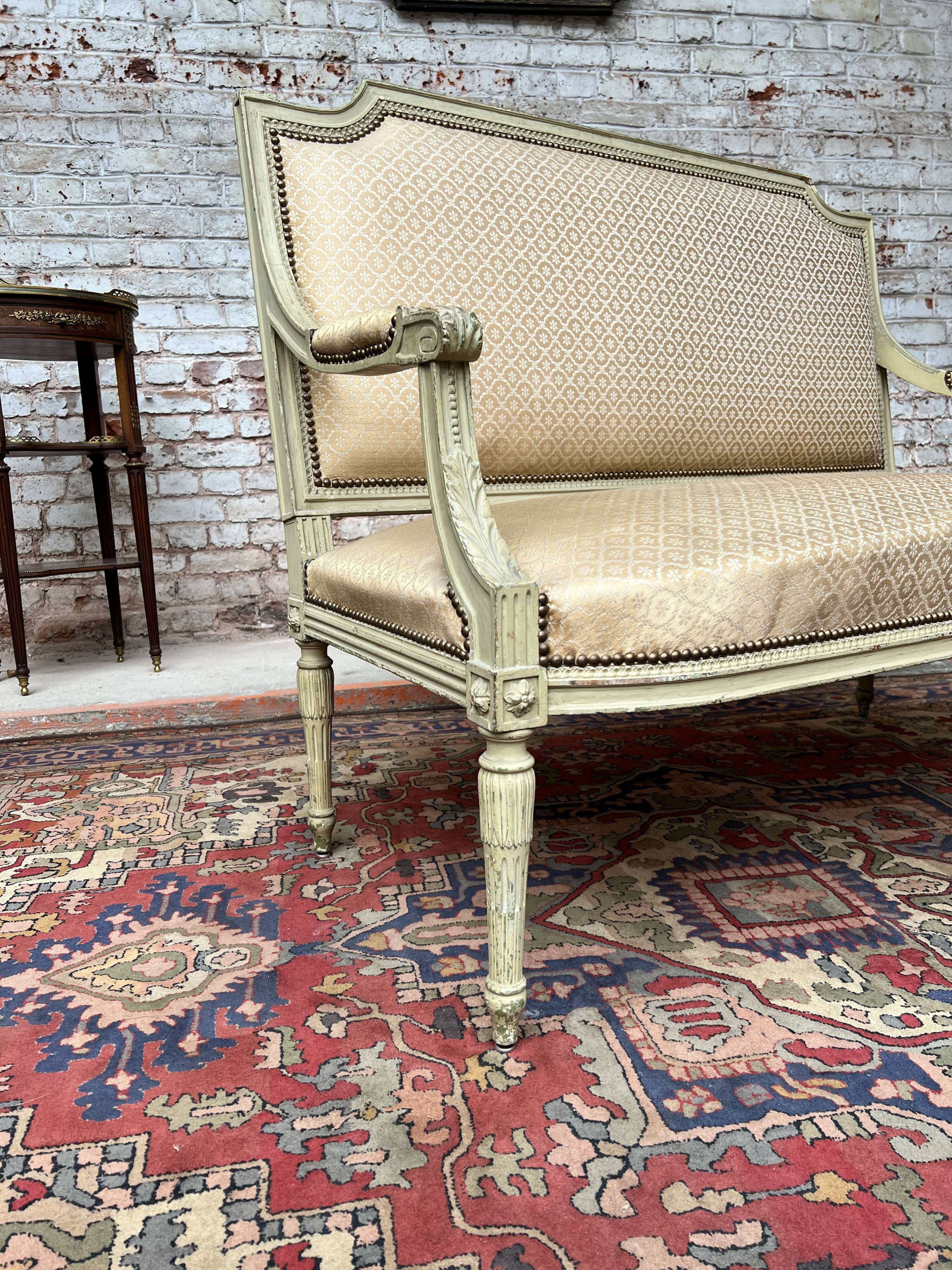 Painted Wooden Bench with Back to The Queen Style Louis XVI XIX Eme Century