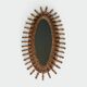 Oval Mirror in Rattan. Woven Willow and Bamboo. French Work from the Riviera.