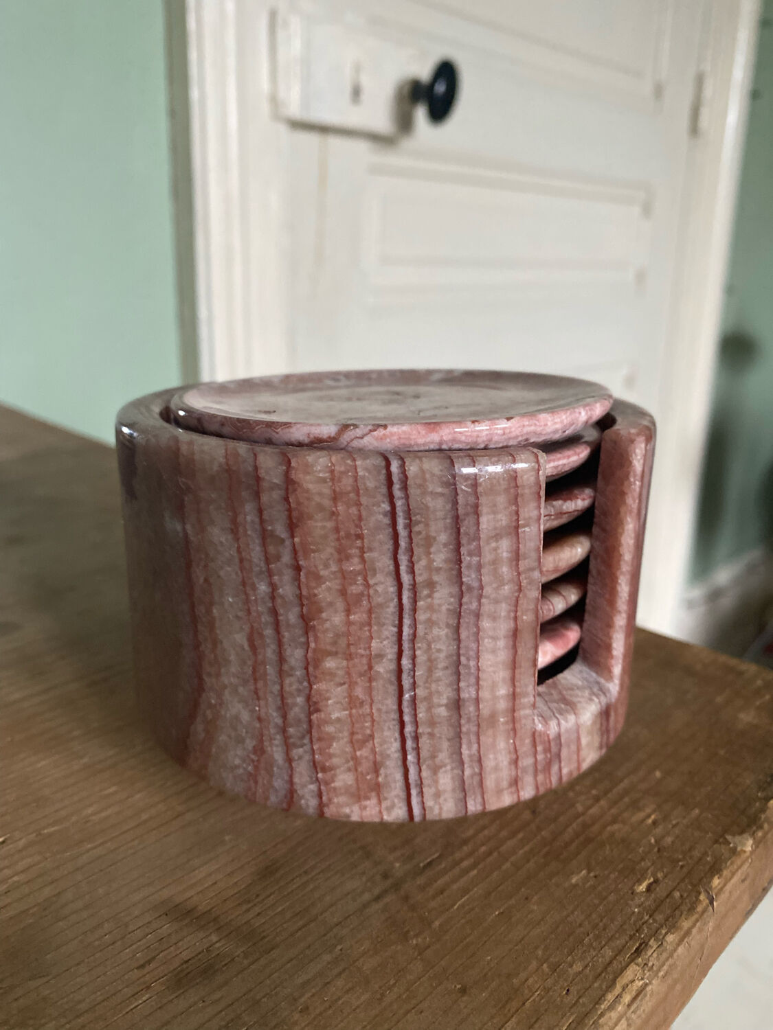 Set de 6 sous verre en pierre rose