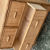 Commode rotin années 70