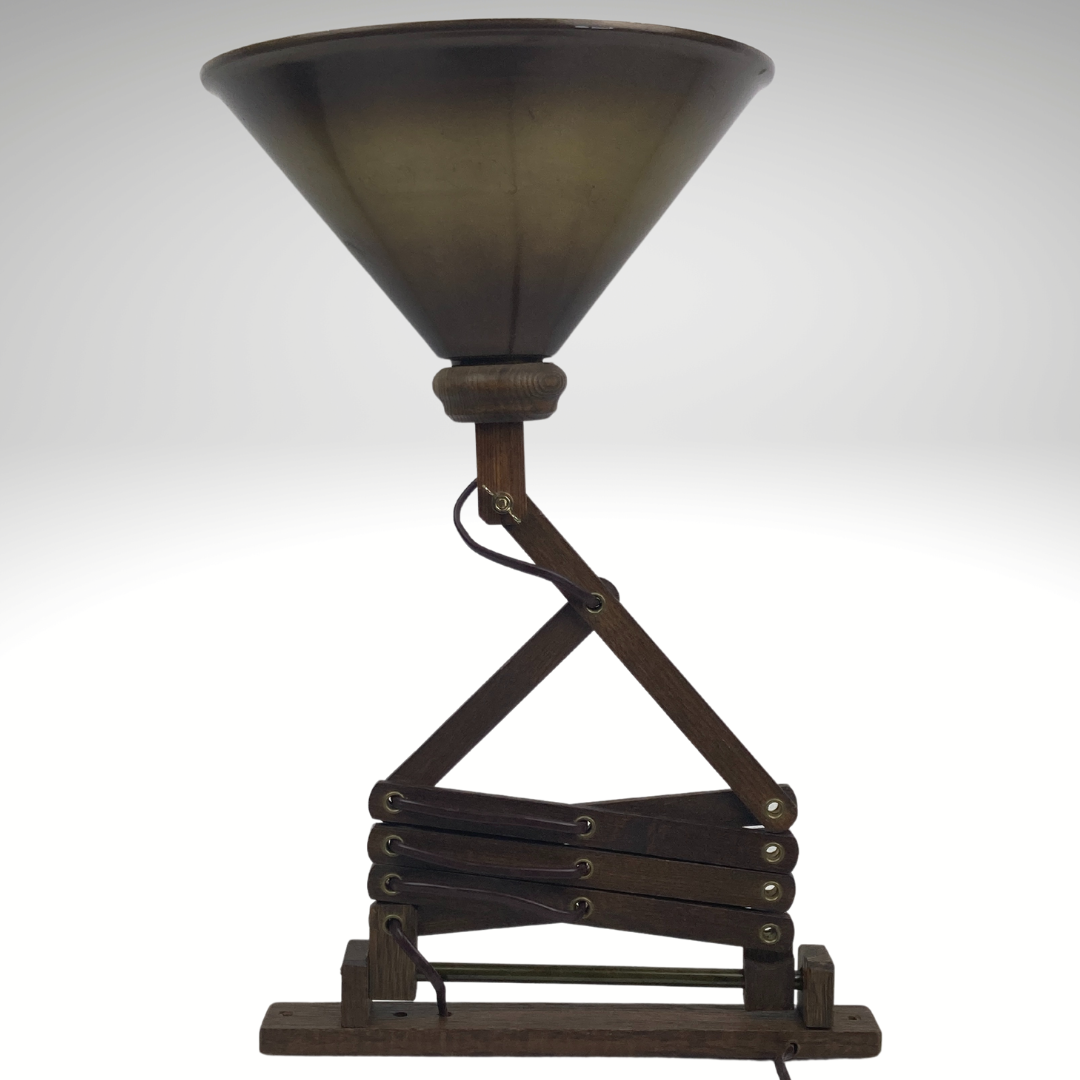 Midcentury wood and brass scissor wall lamp, Dutch 1960s