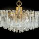 Lustre Palazzo en laiton doré et verre de Murano, Kalmar, Autriche, années 1970