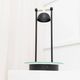 Vintage black metal table lamp with frosted glass disc, Italy, Postmodern Memphis 1980s