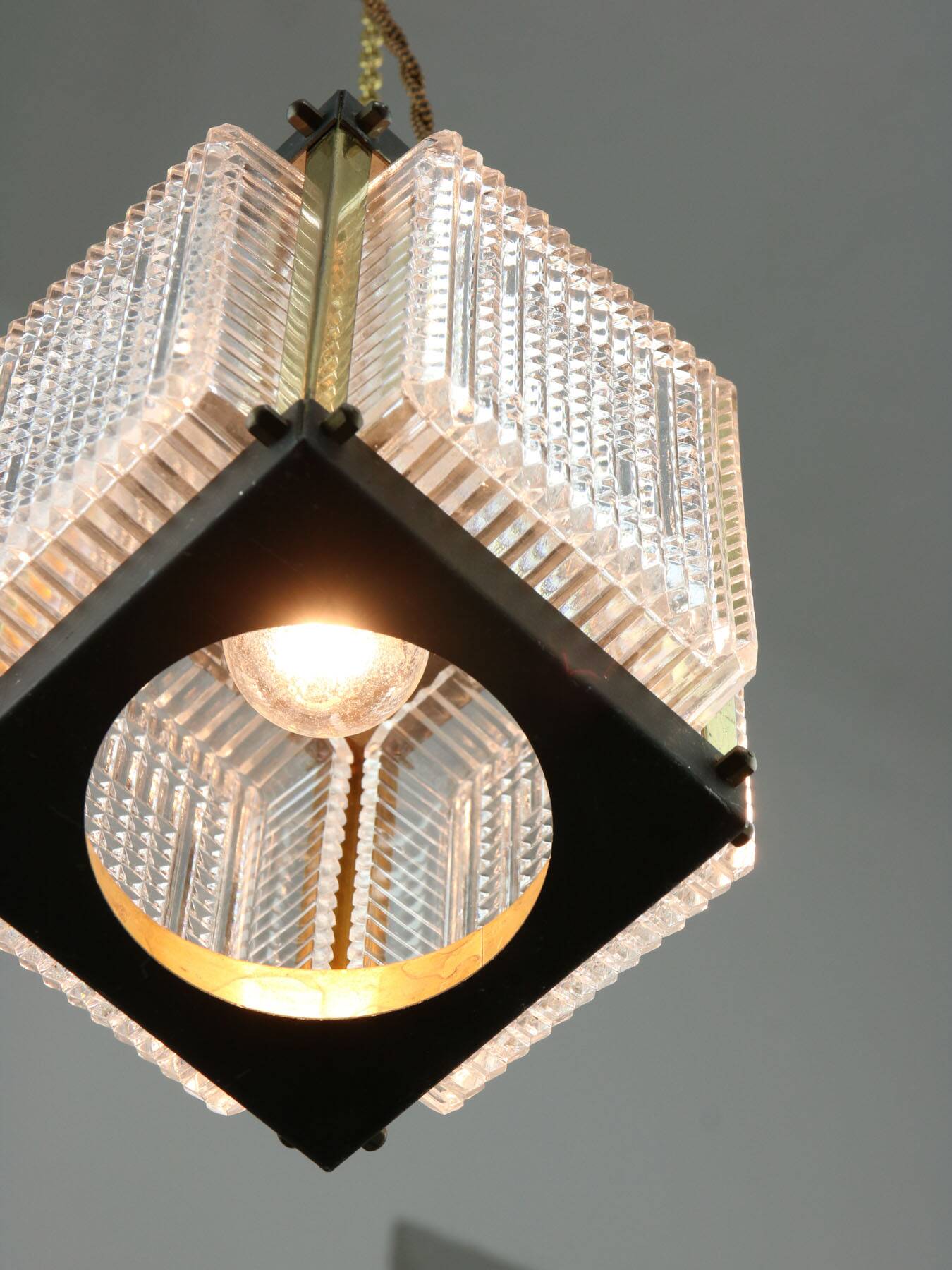 Vintage Italian Brass and Glass Lantern