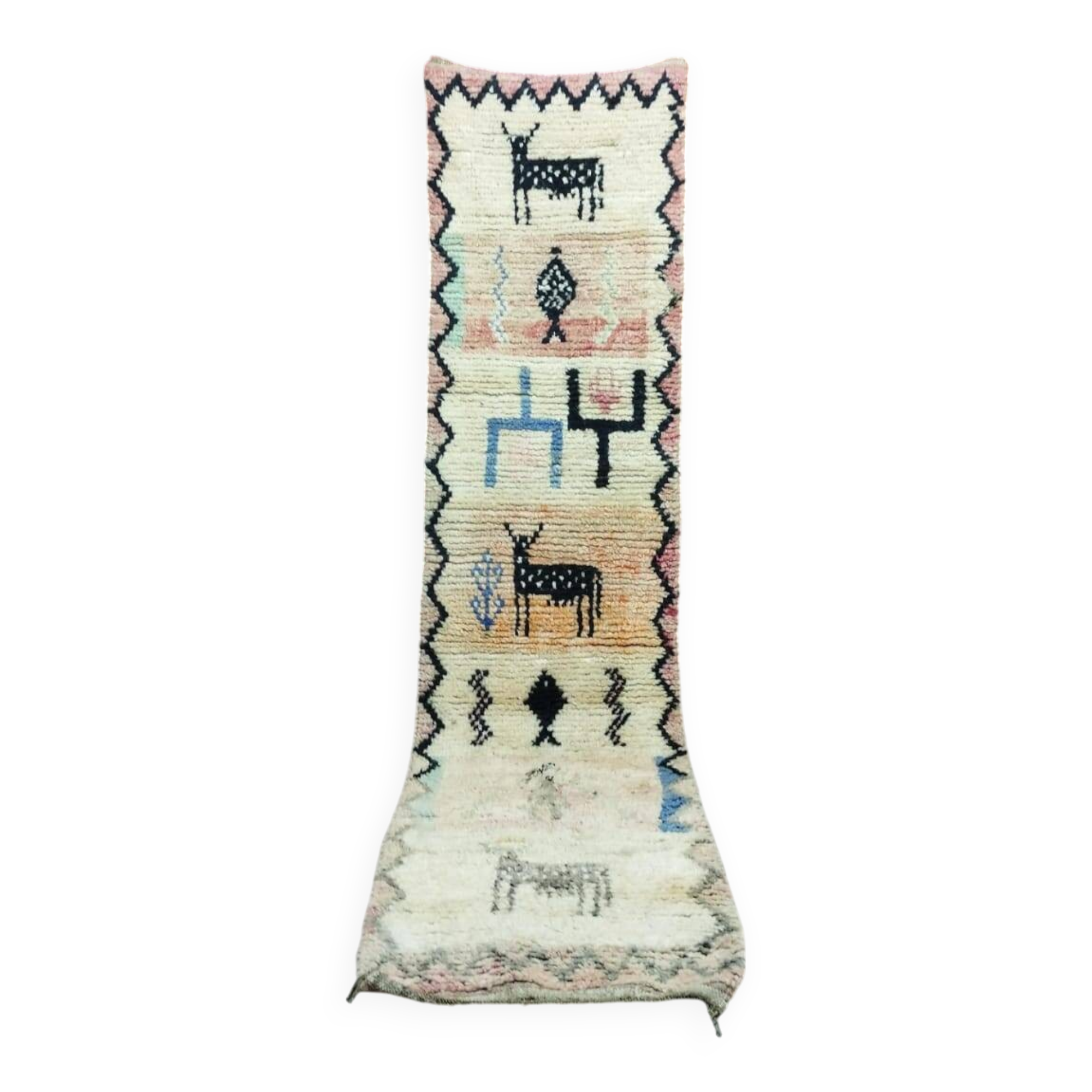 Handmade Berber Bohemian Wool Runner Rug