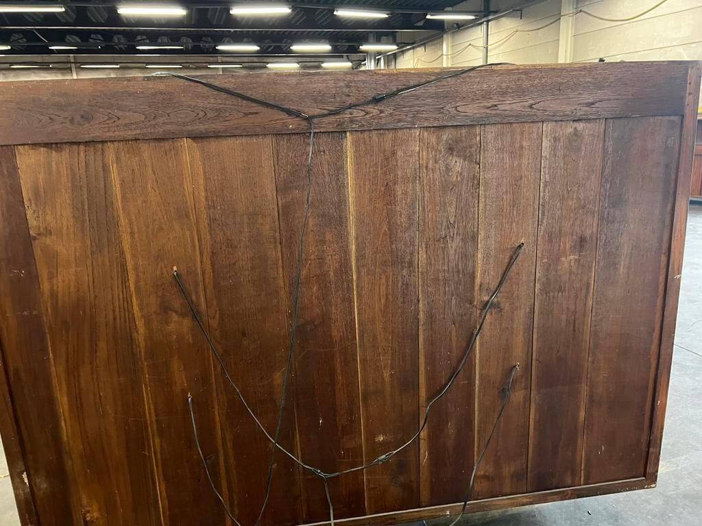 Vintage industrial wooden display cabinet / school cabinet