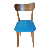 Vintage chair from the 60s — Warm wood & blue velvet seat
