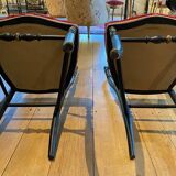 Pair of Napoleon III chairs, raspberry red velvet upholstered seats