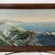 Oil painting on wood seaside landscape signed 40s-50s
