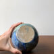 Vase émail bleu et beige