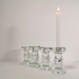 Set of four crystal glass candle holders by Staffan Gellerstedt for Pukeberg Glasbruk