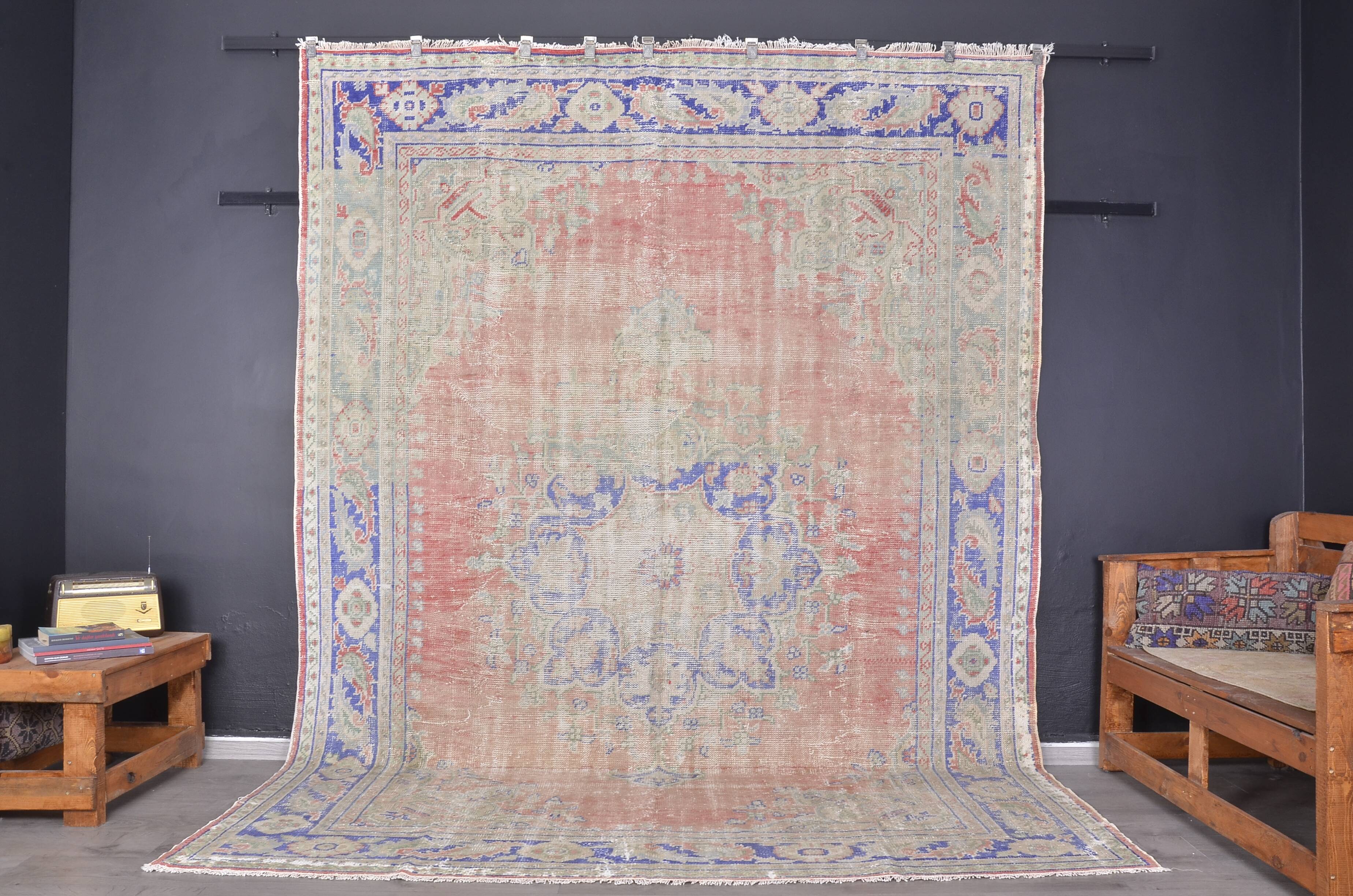 Antique Handmade Vintage Oushak Rug