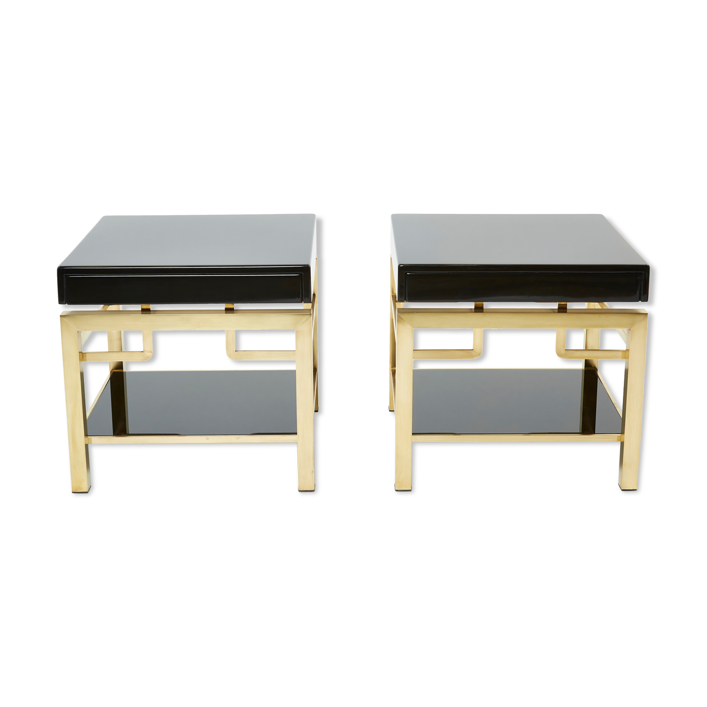 Pair of brass lacquer sofa pieces Guy Lefevre House Jansen 1970