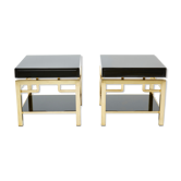 Pair of brass lacquer sofa pieces Guy Lefevre House Jansen 1970